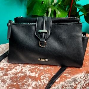 Rosetti Black Crossbody Bag with Silver Accents